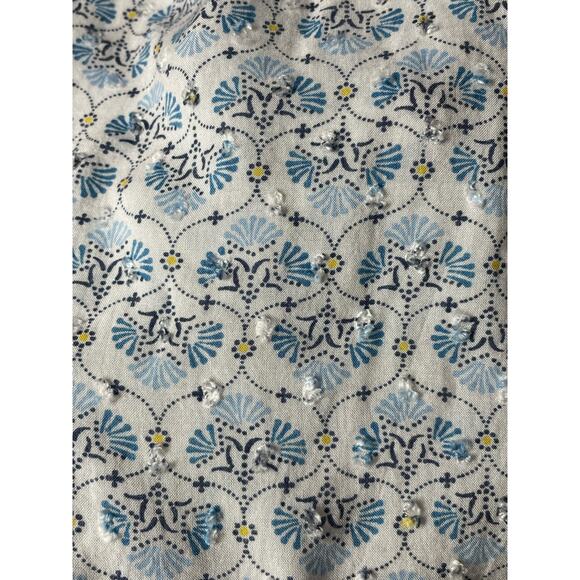 LOFT Blouse Long Sleeve Swiss Dot Ruffle Floral Cottage Size Small Blue - Picture 4 of 6